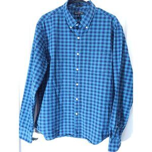 Men's J. Crew Mercantile Flex Slim Fit Blue Gingham Button-Down Shirt XL Cotton